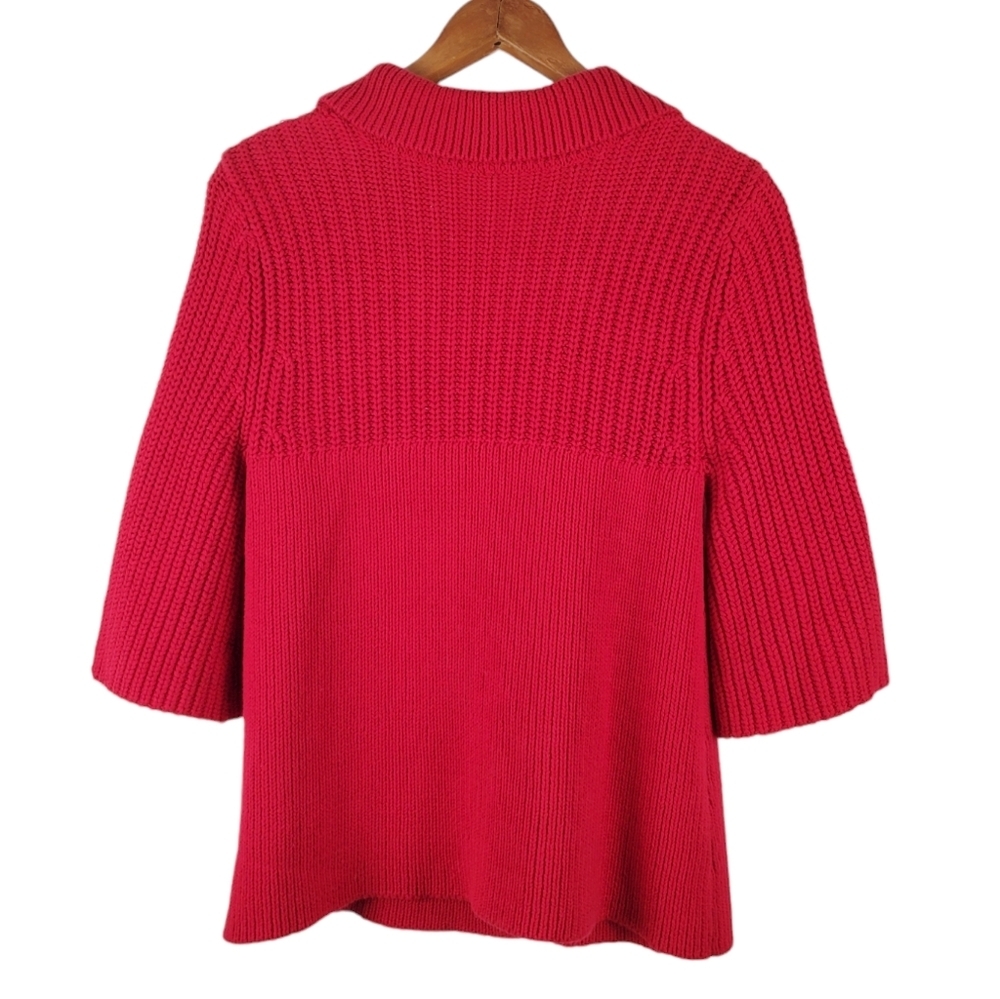 Women's Leo & Nicole Cotton knit cardigan. Red. MED - Picture 8 of 12
